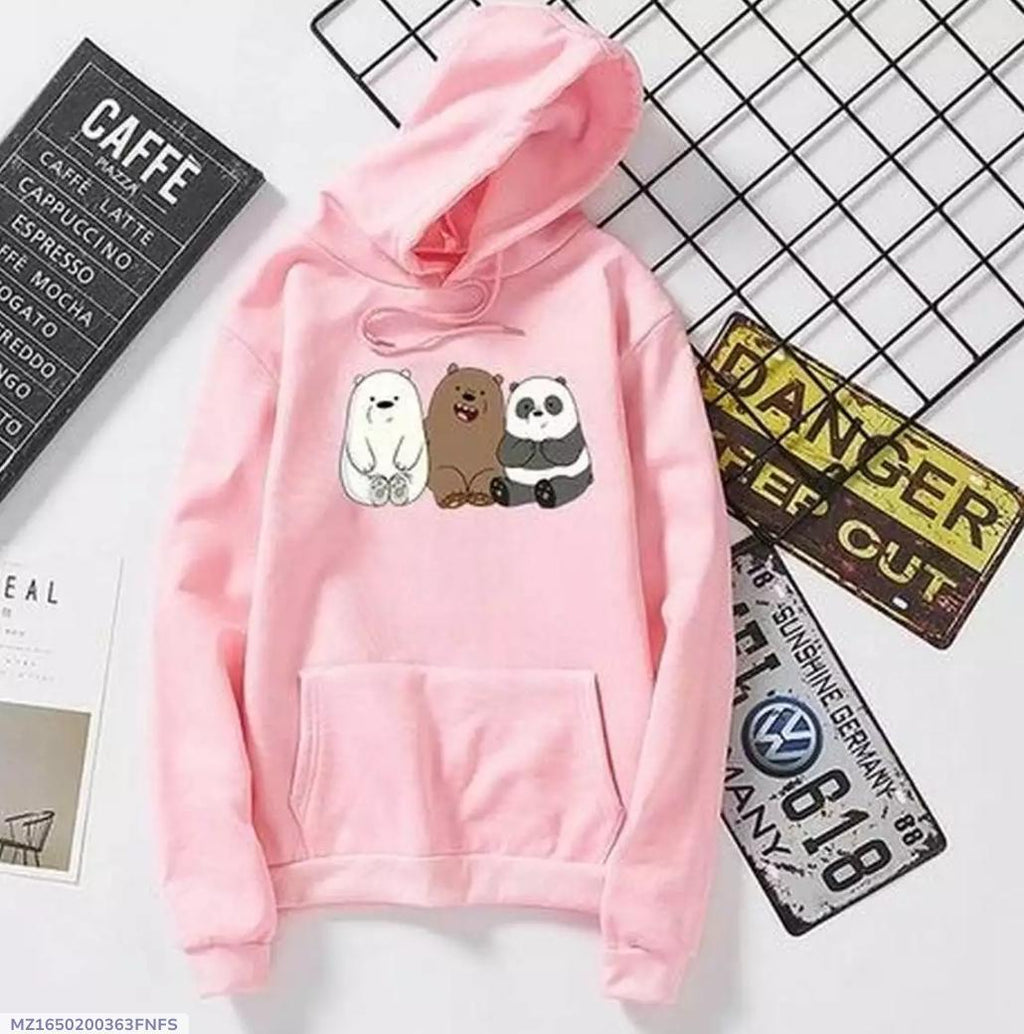 Pink Printed Women's Fleece Hoodie Medium to XL