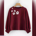 Maroon Floral Printed Women Sweatshirt Medium to XL