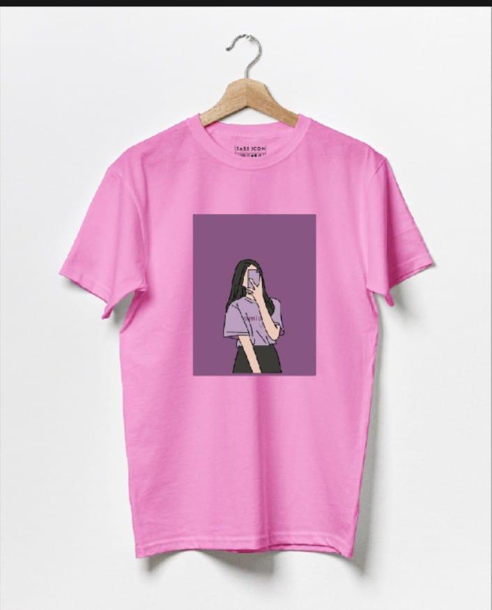Women Pink Printed Jersey T-Shirt Medium to XL