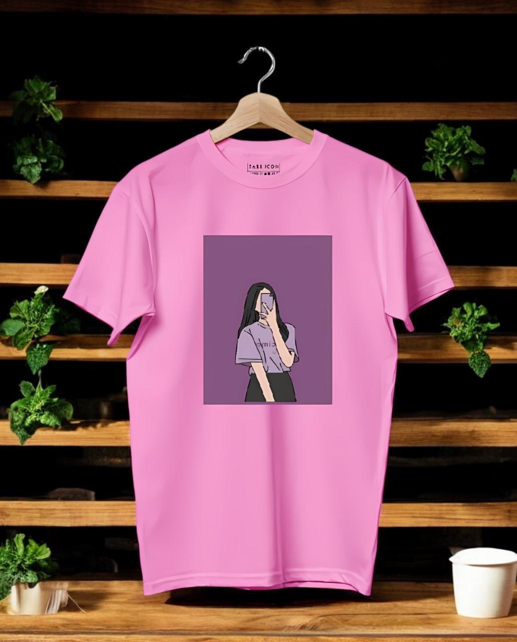 Women Pink Printed Jersey T-Shirt Medium to XL