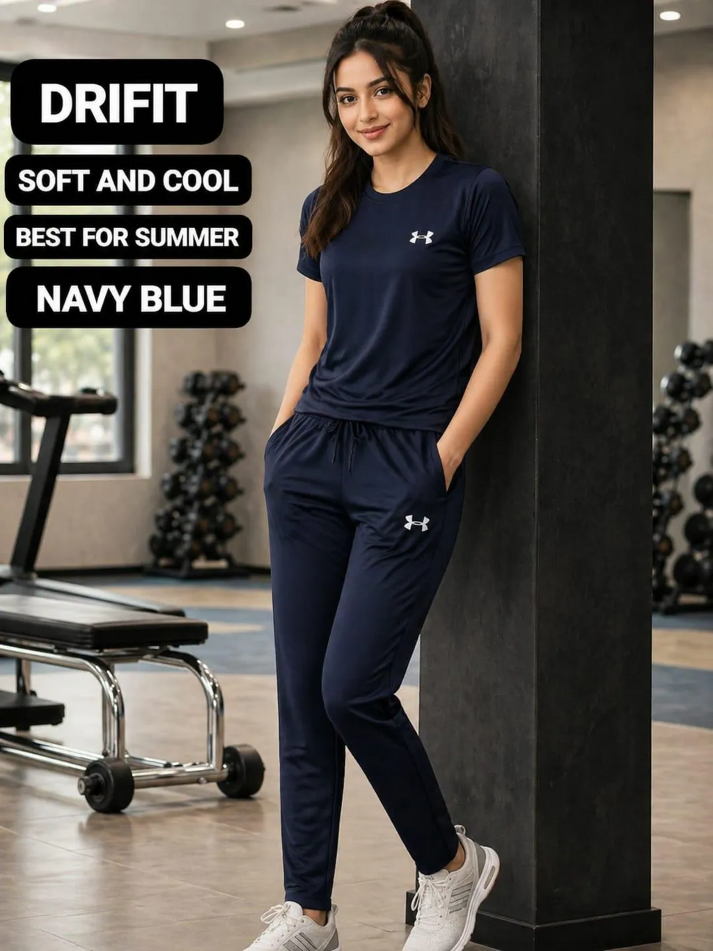 Navy Blue Drift Fit Summer Tracksuit With Reflector